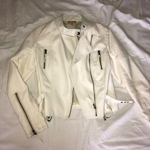 white faux leather jacket